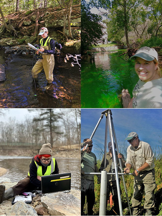 collage of scientists in the field
