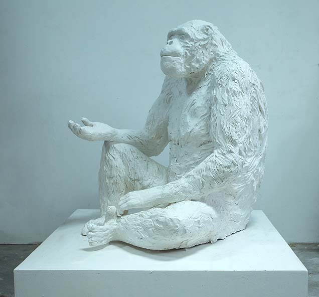 A statue of a chimpanzee